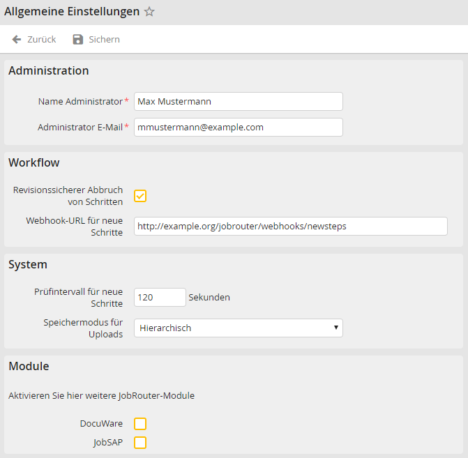 Allgemeine Einstellungen