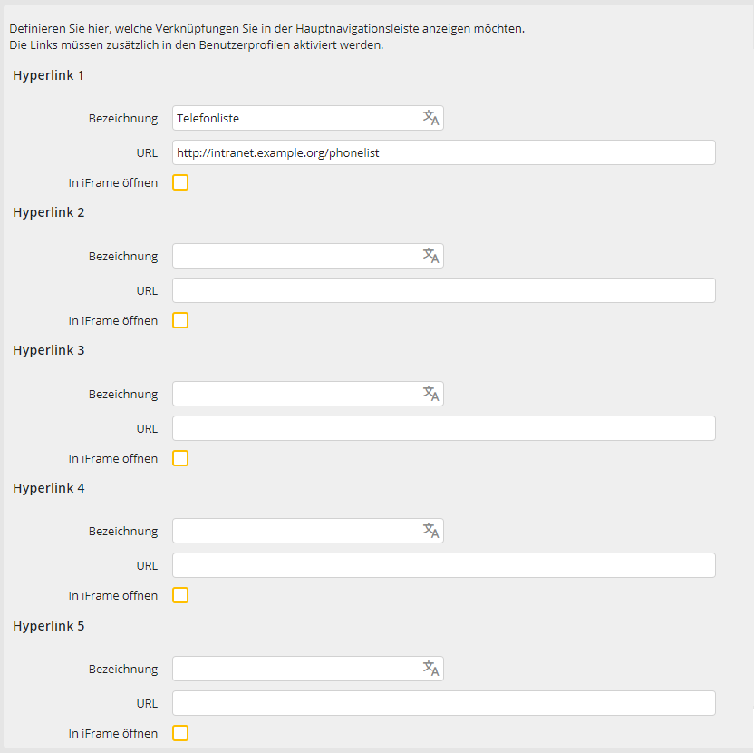 Benutzerdefinierte Links
