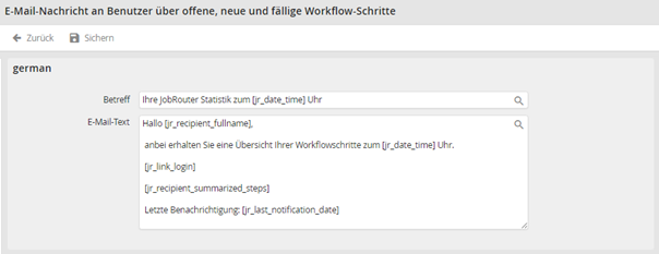 E-Mail-Vorlage bearbeiten