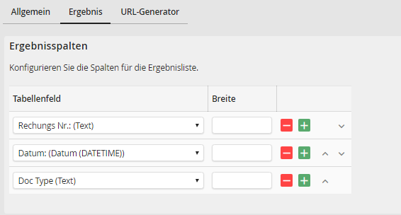Ergebnisliste bearbeiten – Registerkarte Ergebnis