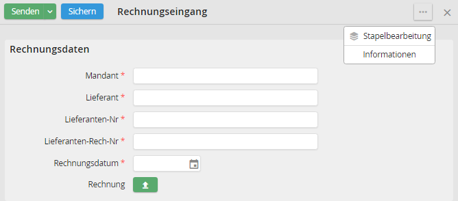 Dialog zu Rechnungseingang