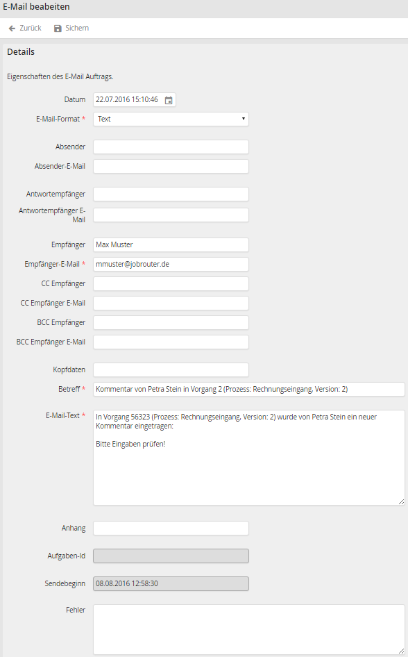 E-Mail bearbeiten