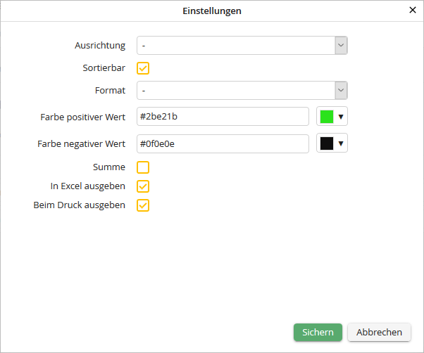 Textfeld-Einstellungen