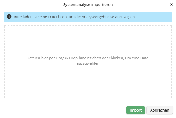 Import einer Analysedatei – Auswahl der zu importierenden Datei