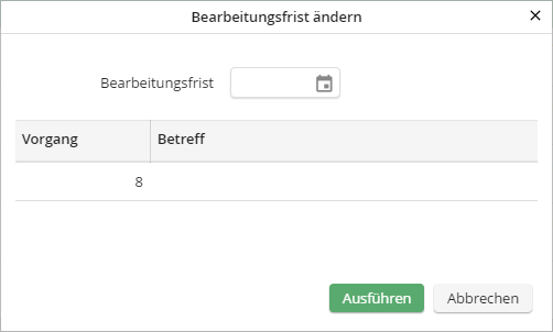 Bearbeitungsfrist ändern