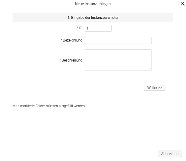 Neue Instanz anlegen