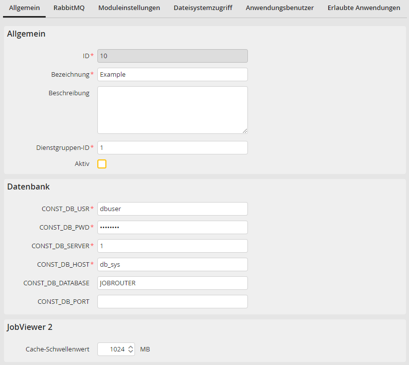 Instanz bearbeiten - Allgemein