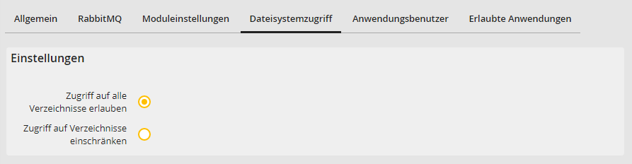 Instanz bearbeiten - Dateisystemzugriff