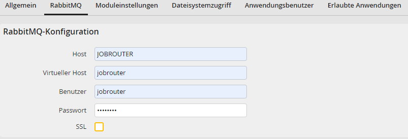 Instanz bearbeiten - RabbitMQ