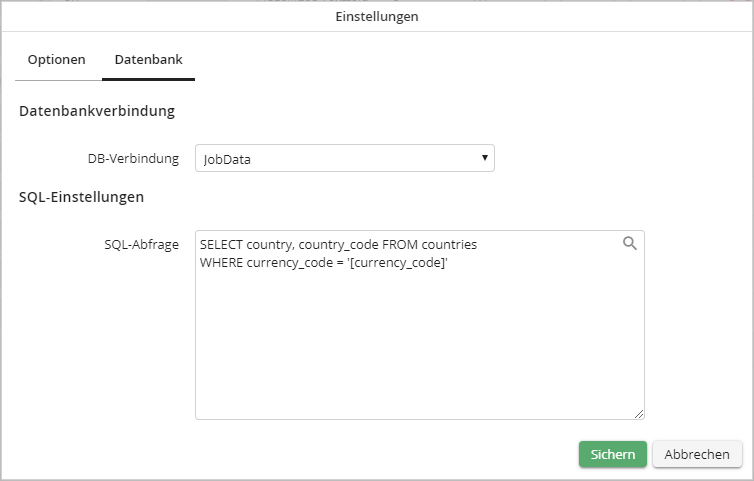 Anzeigetyp Liste: Erweiterte Einstellungen