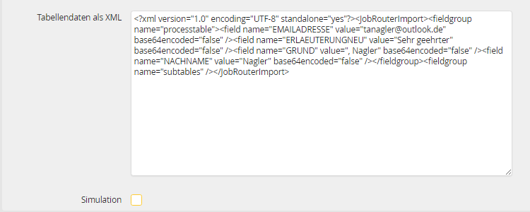Import-Auftrag Vorgangsdaten (XML)