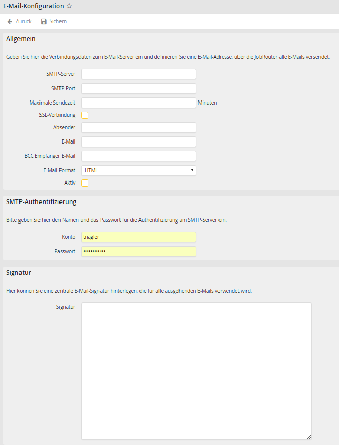 E-Mail-Konfiguration