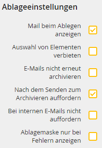 Ablageeinstellungen