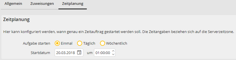 Zeitauftrag: Zeitplanung (Einmal)