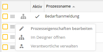 Prozesse verwalten: Kontextmenü