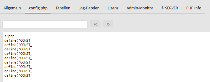 Analyseergebnis – Registerkarte config.php