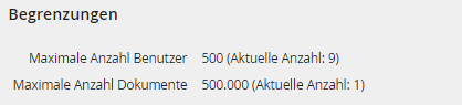 Systeminformationen – Allgemein, Abschnitt Begrenzungen