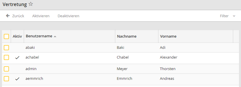 Vertretung für Benutzer einrichten