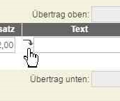 Schaltfläche zum Übernehmen des Wertes auf nachfolgende Zeilen