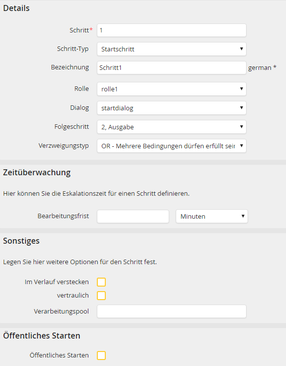 Benutzeraktivität anlegen und bearbeiten