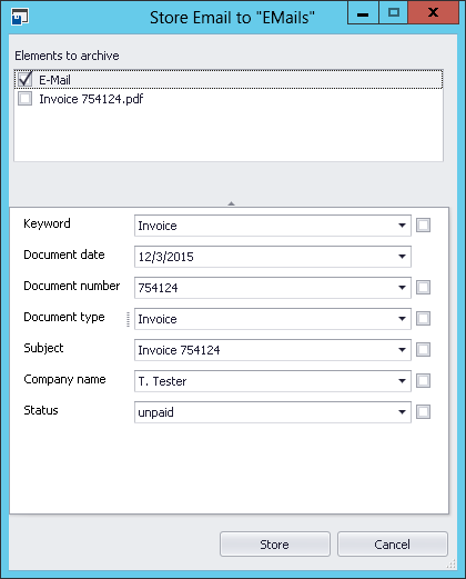 Dialog with index fields