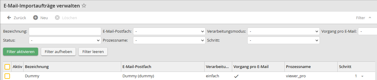 E-Mail-Aufträge verwalten