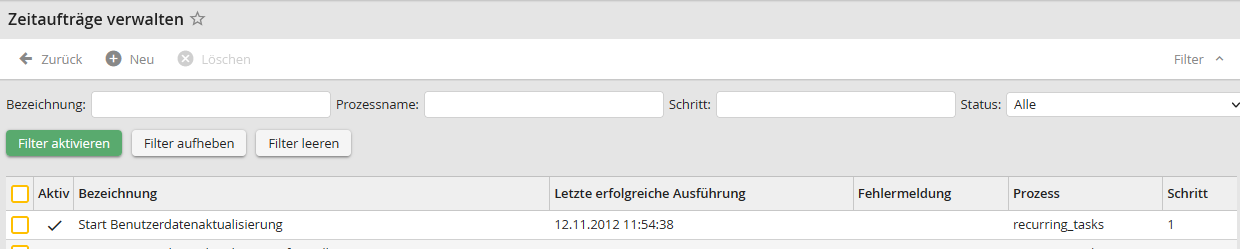 Zeitaufträge verwalten