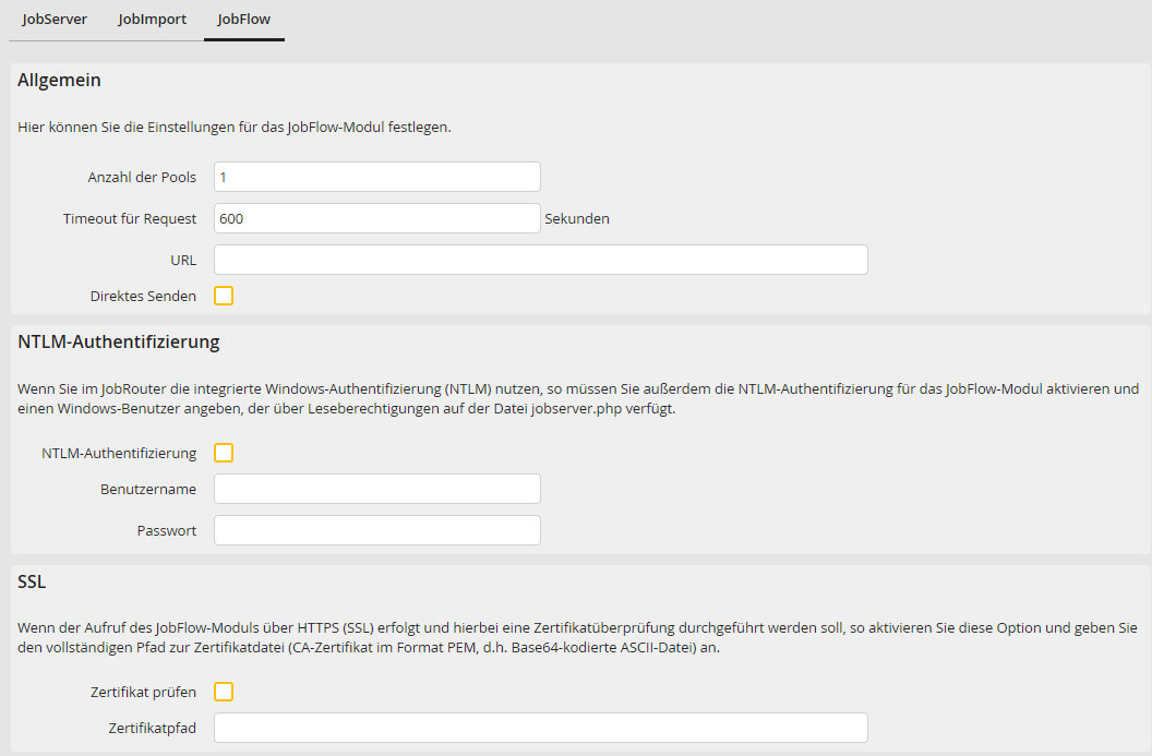 JobServer-Konfiguration – JobFlow