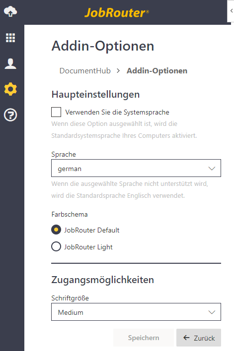 Addin-Optionen