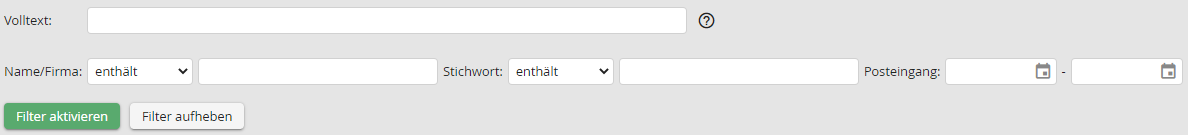 Archivansicht mit Volltextsuche