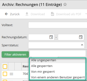 Filter Gesperrt Status