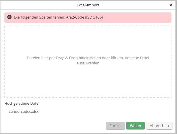 Fehler bei Excel-Import