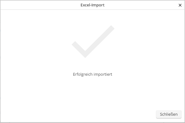 Erfolgsmeldung nach Excel-Import