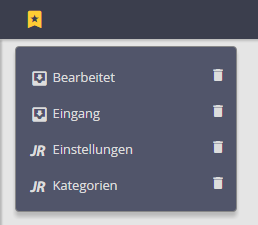 Favoriten-Menü mit Einträgen