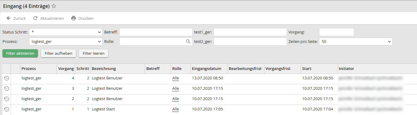 Eingangsbox – Schritt öffnen