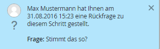 Rückfrage Dialog