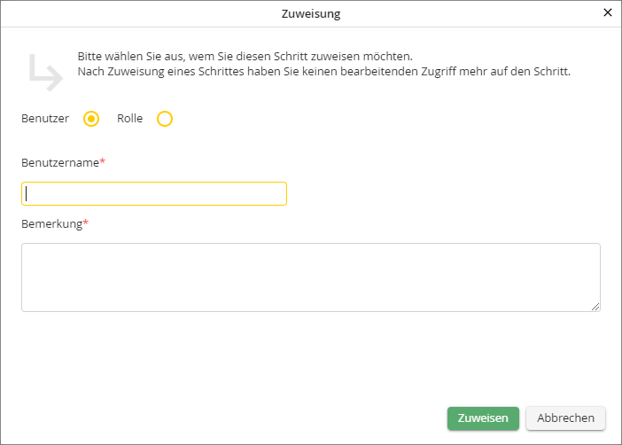 Schritt einem Benutzer zuweisen