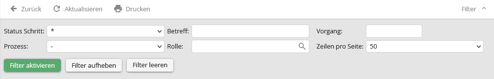 Filter Eingangsbox aktiv