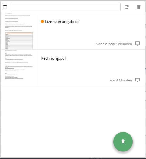 DocumentHub mit neuen Einträgen