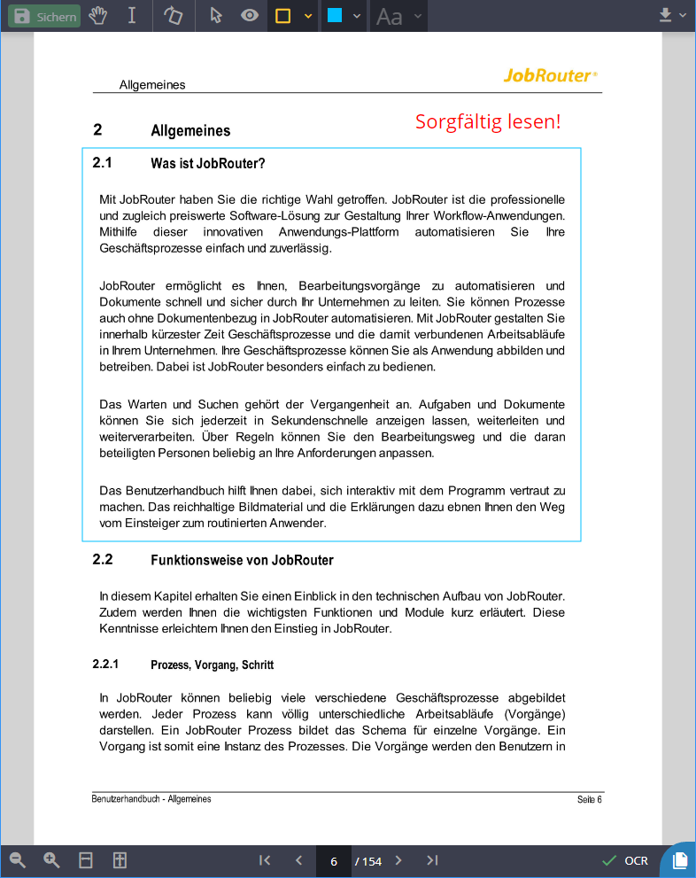 Dokument mit Annotationen in JobViewer 2