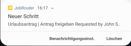 Benachrichtigung Neuer Schritt