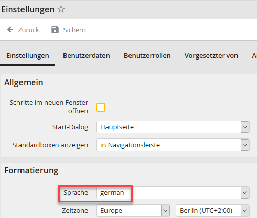 Spracheinstellungen