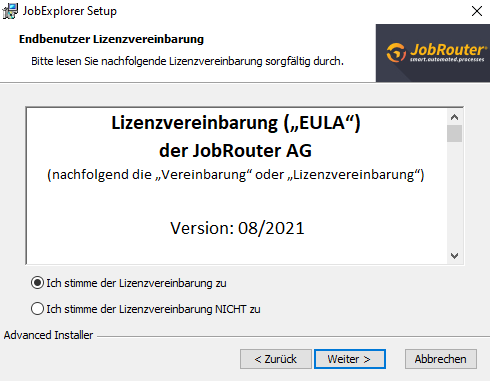 Lizenzvereinbarung bestätigen