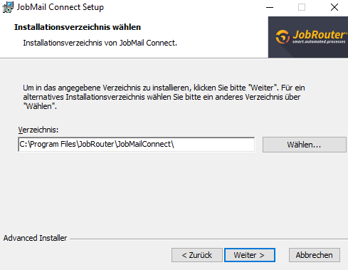 Installationsverzeichnis wählen
