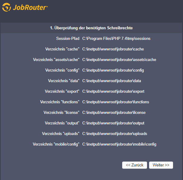 Websetup Schreibrechte