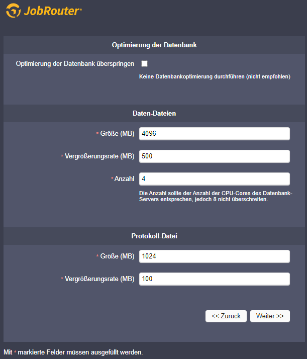 Optimierung der Datenbank