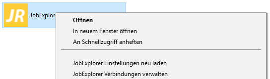 Kontextmenü des JobExplorer