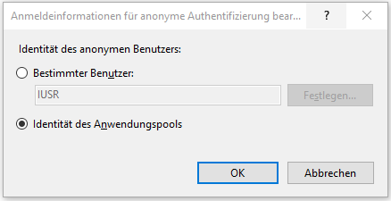 Verwendung der Identität des Anwendungspools