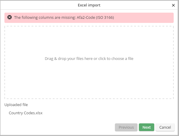 Error during Excel import