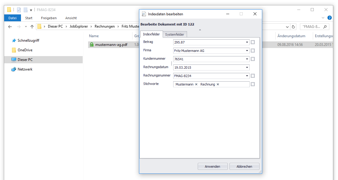 Edit index fields